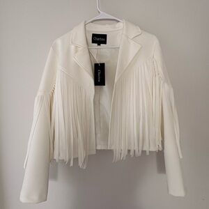 Chartou Women's Cream Fringe Blazer